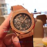 Perfect Replica XL Factory Hublot Classic Fusion Skeleton Moonphase Dial Rose Gold Case 43mm Watch
